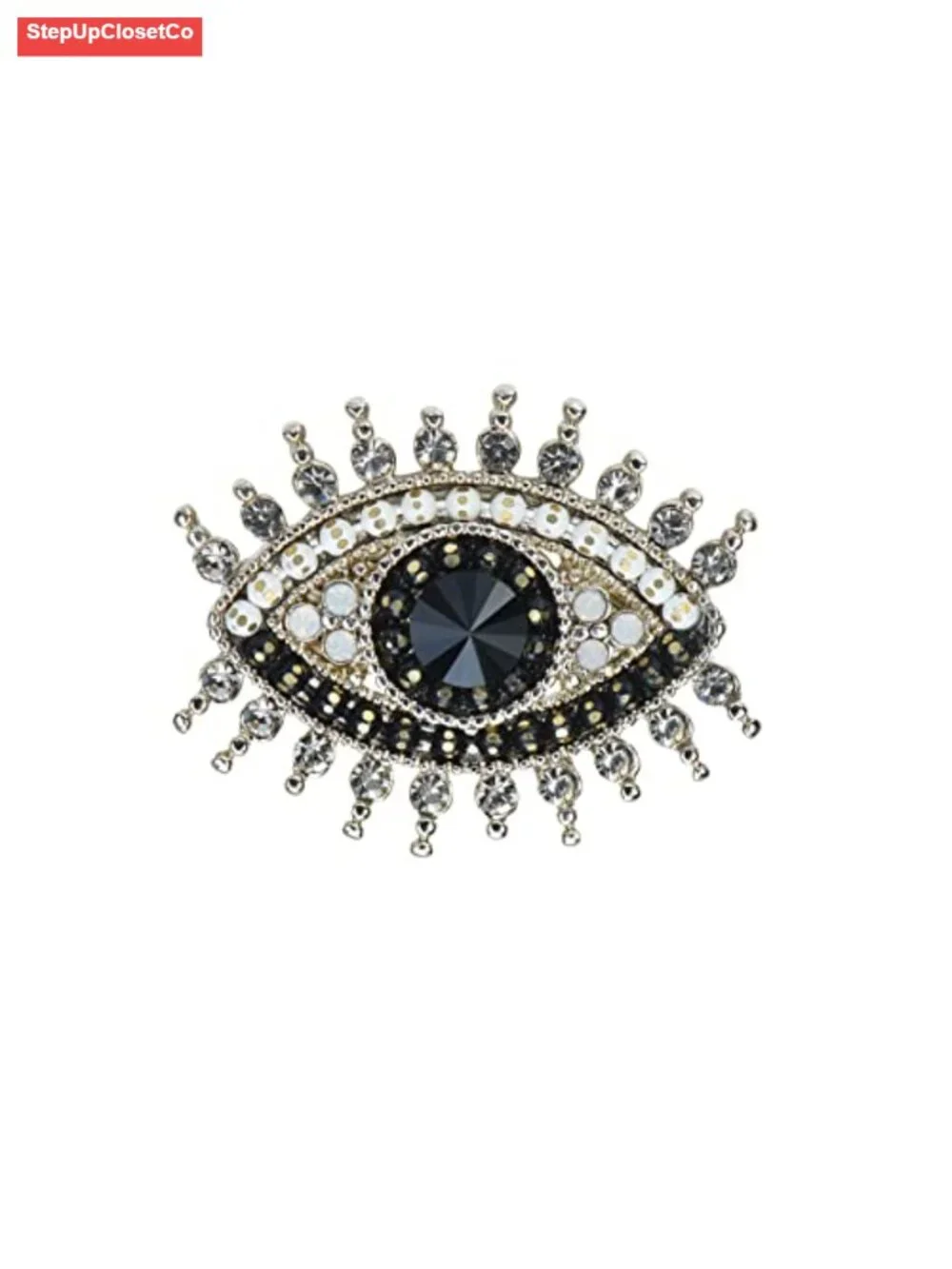 Gold Plated Crystal Evil Eye Brooch Pin Women's Lucky Charm Jewelry